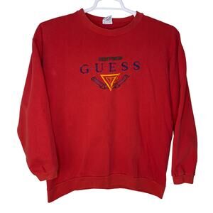 Vintage Guess Georges Marciano Women's Large Red Sweatshirt Crewneck Logo 90s‎